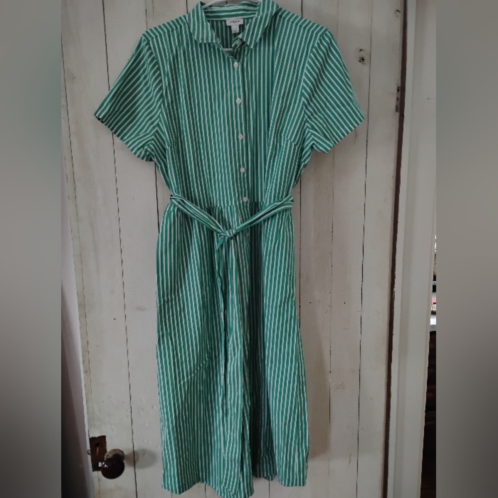 J. Crew Teal Striped Shirt Dress